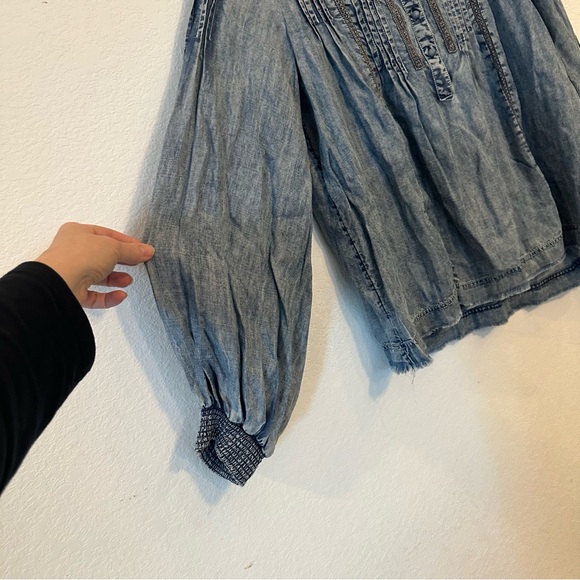 Pilcro and the Letterpress Anthropologie Norah Pintucked Blouse Denim XS Shirt - Picture 8 of 10